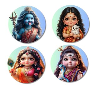Maa Kali, Maa Lakshmi, Maa Radha, Maa Parvati Fridge Magnets 4 Piece Set | 3 Inch Round Wall Fridge Decor (F23186) Maa Kali, Maa Lakshmi, Maa Radha, Maa Parvati Fridge Magnets 4 Piece Set | 3 Inch Round Wall Fridge Decor (F23186)