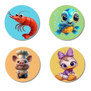 Shrimp, Turtle, Pig, and Duck. Fridge Magnets 4 Piece Set | 3 Inch Round Wall Fridge Decor (F22880) Shrimp, Turtle, Pig, and Duck. Fridge Magnets 4 Piece Set | 3 Inch Round Wall Fridge Decor (F22880)