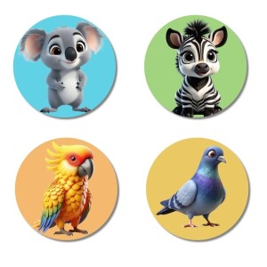 Spider, Squirrel, Donkey, and Fox. Fridge Magnets 4 Piece Set | 3 Inch Round Wall Fridge Decor (F22863) Spider, Squirrel, Donkey, and Fox. Fridge Magnets 4 Piece Set | 3 Inch Round Wall Fridge Decor (F22863)