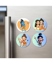 Shiva, Rama, Sita, and Nandi. Fridge Magnets 4 Piece Set | 3 Inch Round Wall Fridge Decor (F22848)