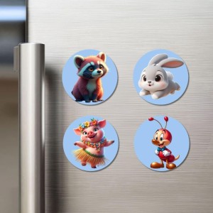 Raccoon, Rabbit, Pig, Ant Fridge Magnets 4 Piece Set | 3 Inch Round Wall Fridge Decor (F23168) Raccoon, Rabbit, Pig, Ant Fridge Magnets 4 Piece Set | 3 Inch Round Wall Fridge Decor (F23168)