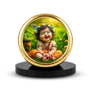 Car Desk/Table Top Little Krishna Metal Golden Photo Stand 2x2 Inches, Compact & Stylish Spiritual Display for Car, Home & Office (Pack of 1) (F18466) Car Desk/Table Top Little Krishna Metal Golden Photo Stand 2x2 Inches, Compact & Stylish Spiritual Display for Car, Home & Office (Pack of 1) (F18466)