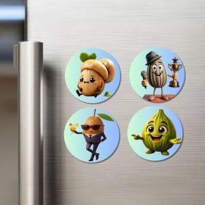 Pomegranate, Bitter Gourd, Cashew, Sapota Fridge Magnets 4 Piece Set | 3 Inch Round Wall Fridge Decor (F23320) Pomegranate, Bitter Gourd, Cashew, Sapota Fridge Magnets 4 Piece Set | 3 Inch Round Wall Fridge Decor (F23320)