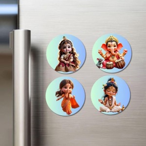 Krishna, Ganesha, Hanuman, Shiva Fridge Magnets 4 Piece Set | 3 Inch Round Wall Fridge Decor (F23178) Krishna, Ganesha, Hanuman, Shiva Fridge Magnets 4 Piece Set | 3 Inch Round Wall Fridge Decor (F23178)