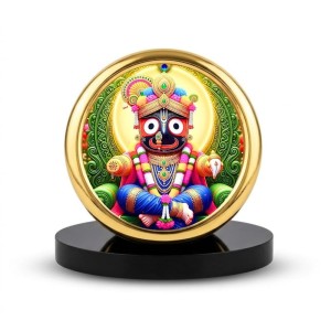 Car Desk/Table Top Lord Jagannath Metal Golden Photo Stand 2x2 Inches, Compact & Stylish Spiritual Display for Car, Home & Office (Pack of 1) (F18846)