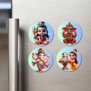 Shiva, Ganesha, and Parvati. Fridge Magnets 4 Piece Set | 3 Inch Round Wall Fridge Decor (F22773) Shiva, Ganesha, and Parvati. Fridge Magnets 4 Piece Set | 3 Inch Round Wall Fridge Decor (F22773)