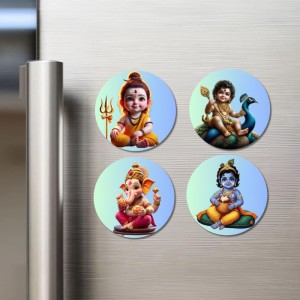 Krishna, Yashoda, Shiva, Kartikeya, and Ganesha. Fridge Magnets 4 Piece Set | 3 Inch Round Wall Fridge Decor (F22762) Krishna, Yashoda, Shiva, Kartikeya, and Ganesha. Fridge Magnets 4 Piece Set | 3 Inch Round Wall Fridge Decor (F22762)