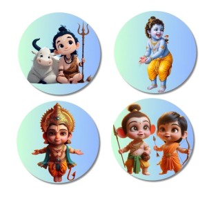 Shiva, Krishna, Hanuman, Rama, and Lakshmana. Fridge Magnets 4 Piece Set | 3 Inch Round Wall Fridge Decor (F22824) Shiva, Krishna, Hanuman, Rama, and Lakshmana. Fridge Magnets 4 Piece Set | 3 Inch Round Wall Fridge Decor (F22824)