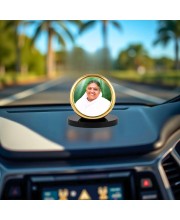 Car Desk/Table Top MATA Amritanandamayi Metal Golden Photo Stand 2x2 Inches, Compact & Stylish Spiritual Display for Car, Home & Office (Pack of 1) (F18541)