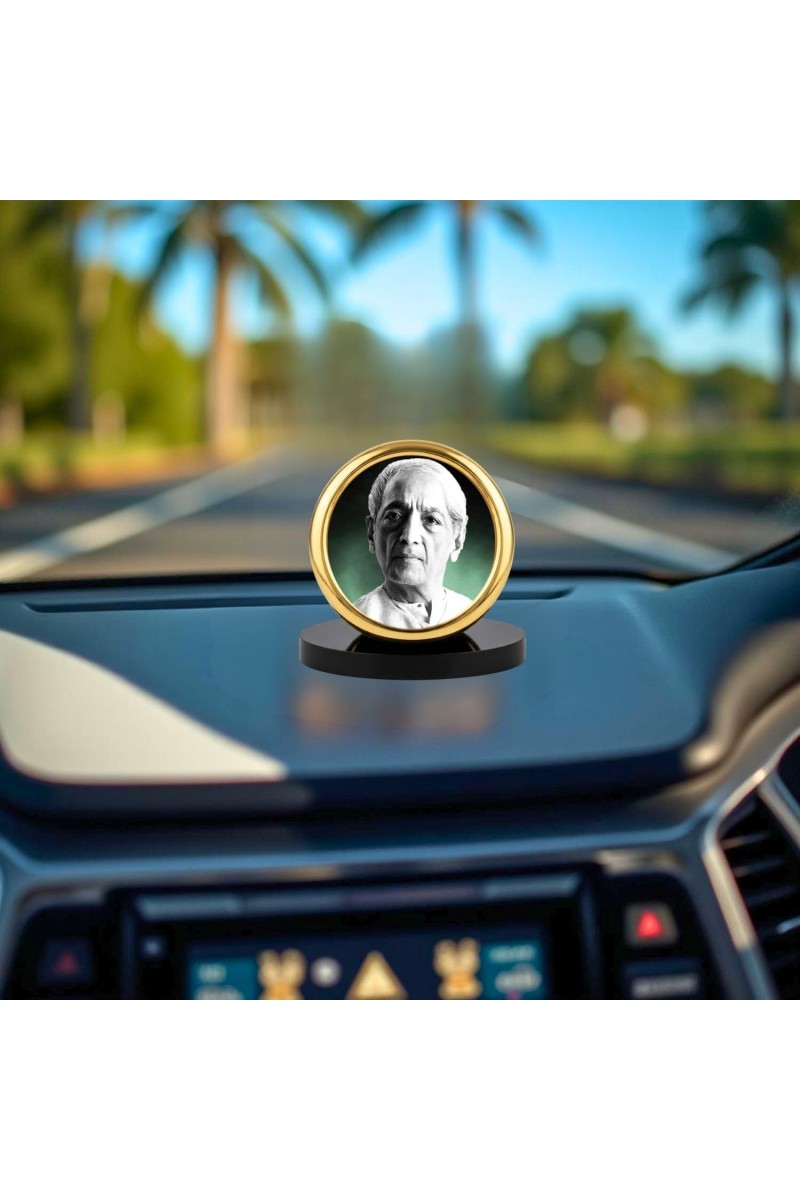 Car Desk/Table Top Jiddu Krishnamurthy Metal Golden Photo Stand 2x2 Inches, Compact & Stylish Spiritual Display for Car, Home & Office (Pack of 1) (F18548)