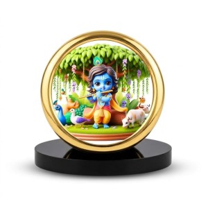Car Desk/Table Top Little Krishna Metal Golden Photo Stand 2x2 Inches, Compact & Stylish Spiritual Display for Car, Home & Office (Pack of 1) (F18897) Car Desk/Table Top Little Krishna Metal Golden Photo Stand 2x2 Inches, Compact & Stylish Spiritual Display for Car, Home & Office (Pack of 1) (F18897)