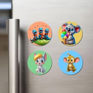 Dragonfly, Mouse, Penguin, and Panda. Fridge Magnets 4 Piece Set | 3 Inch Round Wall Fridge Decor (F22956) Dragonfly, Mouse, Penguin, and Panda. Fridge Magnets 4 Piece Set | 3 Inch Round Wall Fridge Decor (F22956)