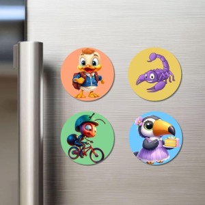 Duck, Scorpion, Ant, and Toucan. Fridge Magnets 4 Piece Set | 3 Inch Round Wall Fridge Decor (F23041) Duck, Scorpion, Ant, and Toucan. Fridge Magnets 4 Piece Set | 3 Inch Round Wall Fridge Decor (F23041)