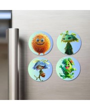Lychee, Seaweed, Bluebell, Mint Fridge Magnets 4 Piece Set | 3 Inch Round Wall Fridge Decor (F23312)