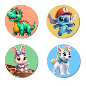 Dragon, Alien, Rabbit, and Dog. Fridge Magnets 4 Piece Set | 3 Inch Round Wall Fridge Decor (F22967) Dragon, Alien, Rabbit, and Dog. Fridge Magnets 4 Piece Set | 3 Inch Round Wall Fridge Decor (F22967)
