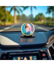 Car Desk/Table Top Rabindranath Metal Golden Photo Stand 2x2 Inches, Compact & Stylish Spiritual Display for Car, Home & Office (Pack of 1) (F18527)