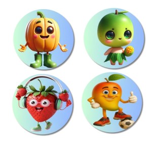 Pumpkin, Avocado, Strawberry, Orange Fridge Magnets 4 Piece Set | 3 Inch Round Wall Fridge Decor (F23276) Pumpkin, Avocado, Strawberry, Orange Fridge Magnets 4 Piece Set | 3 Inch Round Wall Fridge Decor (F23276)