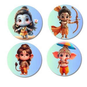 Shiva, Rama, Hanuman, and Ganesha. Fridge Magnets 4 Piece Set | 3 Inch Round Wall Fridge Decor (F22775) Shiva, Rama, Hanuman, and Ganesha. Fridge Magnets 4 Piece Set | 3 Inch Round Wall Fridge Decor (F22775)