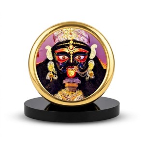 Car Desk/Table Top Kali Maa Metal Golden Photo Stand 2x2 Inches, Compact & Stylish Spiritual Display for Car, Home & Office (Pack of 1) (F18822)
