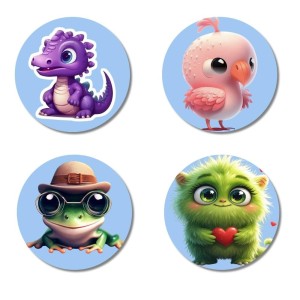 Dragon, Flamingo, Frog, Monster Fridge Magnets 4 Piece Set | 3 Inch Round Wall Fridge Decor (F23153) Dragon, Flamingo, Frog, Monster Fridge Magnets 4 Piece Set | 3 Inch Round Wall Fridge Decor (F23153)