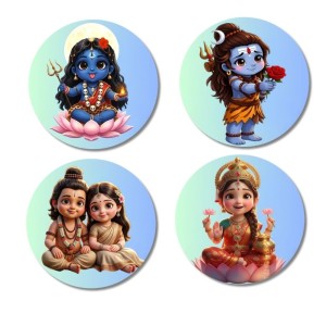 Kali-Mahadev-SankarParvti- Fridge Magnets 4 Piece Set | 3 Inch Round Wall Fridge Decor (F23192) Kali-Mahadev-SankarParvti- Fridge Magnets 4 Piece Set | 3 Inch Round Wall Fridge Decor (F23192)
