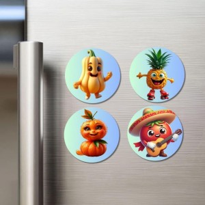 Coffee Bean, Cactus, Lemon, Corn Fridge Magnets 4 Piece Set | 3 Inch Round Wall Fridge Decor (F23327) Coffee Bean, Cactus, Lemon, Corn Fridge Magnets 4 Piece Set | 3 Inch Round Wall Fridge Decor (F23327)