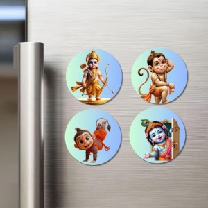 Rama, Hanuman, and Krishna. Fridge Magnets 4 Piece Set | 3 Inch Round Wall Fridge Decor (F23202) Rama, Hanuman, and Krishna. Fridge Magnets 4 Piece Set | 3 Inch Round Wall Fridge Decor (F23202)