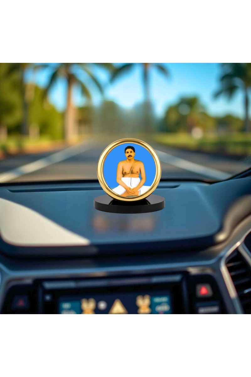 Car Desk/Table Top Sri Thakur Anukul Metal Golden Photo Stand 2x2 Inches, Compact & Stylish Spiritual Display for Car, Home & Office (Pack of 1) (F18443)