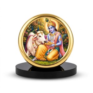 Car Desk/Table Top Lord Krishna Metal Golden Photo Stand 2x2 Inches, Compact & Stylish Spiritual Display for Car, Home & Office (Pack of 1) (F18786) Car Desk/Table Top Lord Krishna Metal Golden Photo Stand 2x2 Inches, Compact & Stylish Spiritual Display for Car, Home & Office (Pack of 1) (F18786)