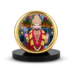Car Desk/Table Top Khatu Shyam Metal Golden Photo Stand 2x2 Inches, Compact & Stylish Spiritual Display for Car, Home & Office (Pack of 1) (F18803)