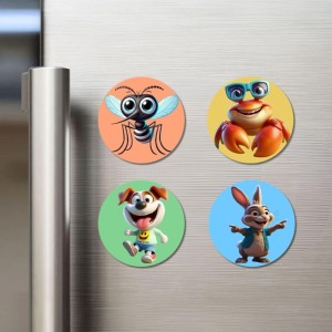 Mosquito, Crab, Dog, and Rabbit. Fridge Magnets 4 Piece Set | 3 Inch Round Wall Fridge Decor (F23002) Mosquito, Crab, Dog, and Rabbit. Fridge Magnets 4 Piece Set | 3 Inch Round Wall Fridge Decor (F23002)