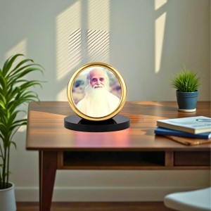Car Desk/Table Top Vethathiri Maharishi Metal Golden Photo Stand 2x2 Inches, Compact & Stylish Spiritual Display for Car, Home & Office (Pack of 1) (F18556)