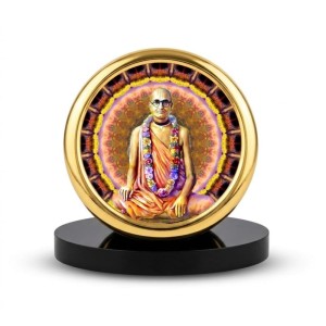 Car Desk/Table Top Srila Bhaktisiddhanta Saraswati Metal Golden Photo Stand 2x2 Inches, Compact & Stylish Spiritual Display for Car, Home & Office (Pack of 1) (F18450)