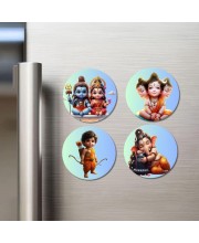 Krishna, Shiva, Ganesha, Datta Fridge Magnets 4 Piece Set | 3 Inch Round Wall Fridge Decor (F23184)