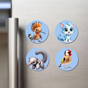 Hoopoe, Cat, Anteater, and Goldfinch. Fridge Magnets 4 Piece Set | 3 Inch Round Wall Fridge Decor (F23094) Hoopoe, Cat, Anteater, and Goldfinch. Fridge Magnets 4 Piece Set | 3 Inch Round Wall Fridge Decor (F23094)