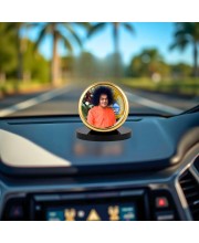 Car Desk/Table Top Shirdi Sai Baba Metal Golden Photo Stand 2x2 Inches, Compact & Stylish Spiritual Display for Car, Home & Office (Pack of 1) (F18452)