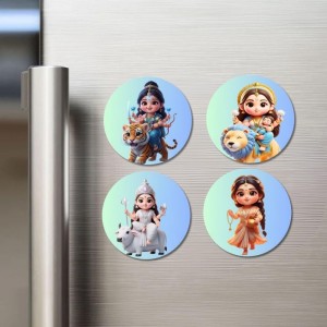 Maa Durga, Maa Lakshmi, Maa Saraswati, Maa Parvati Fridge Magnets 4 Piece Set | 3 Inch Round Wall Fridge Decor (F23187) Maa Durga, Maa Lakshmi, Maa Saraswati, Maa Parvati Fridge Magnets 4 Piece Set | 3 Inch Round Wall Fridge Decor (F23187)
