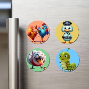 Rooster, Duck, Swan, and Caterpillar. Fridge Magnets 4 Piece Set | 3 Inch Round Wall Fridge Decor (F22994) Rooster, Duck, Swan, and Caterpillar. Fridge Magnets 4 Piece Set | 3 Inch Round Wall Fridge Decor (F22994)
