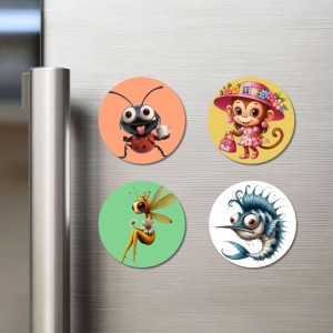 Duck, Eagle, Stork, and Fish. Fridge Magnets 4 Piece Set | 3 Inch Round Wall Fridge Decor (F22991) Duck, Eagle, Stork, and Fish. Fridge Magnets 4 Piece Set | 3 Inch Round Wall Fridge Decor (F22991)