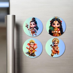 Shiva, Radha, Ganesha, Hanuman Fridge Magnets 4 Piece Set | 3 Inch Round Wall Fridge Decor (F23177) Shiva, Radha, Ganesha, Hanuman Fridge Magnets 4 Piece Set | 3 Inch Round Wall Fridge Decor (F23177)