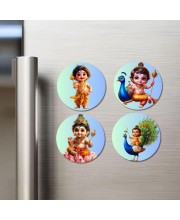 Kartikeya Fridge Magnets 4 Piece Set | 3 Inch Round Wall Fridge Decor (F23217)