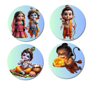 Radha and Krishna, Ram, Krishna, Hanuman Fridge Magnets 4 Piece Set | 3 Inch Round Wall Fridge Decor (F23191) Radha and Krishna, Ram, Krishna, Hanuman Fridge Magnets 4 Piece Set | 3 Inch Round Wall Fridge Decor (F23191)