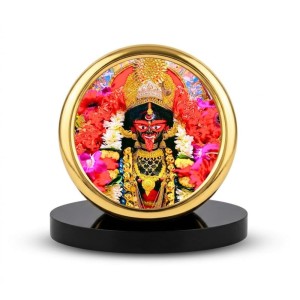 Car Desk/Table Top Kali Maa Metal Golden Photo Stand 2x2 Inches, Compact & Stylish Spiritual Display for Car, Home & Office (Pack of 1) (F18830)