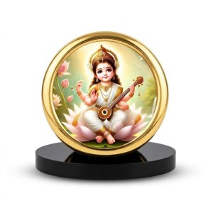 Car Desk/Table Top Little Saraswathi Metal Golden Photo Stand 2x2 Inches, Compact & Stylish Spiritual Display for Car, Home & Office (Pack of 1) (F18876) Car Desk/Table Top Little Saraswathi Metal Golden Photo Stand 2x2 Inches, Compact & Stylish Spiritual Display for Car, Home & Office (Pack of 1) (F18876)