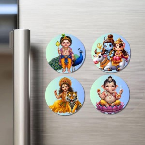 Kartikeya, Shiva, Parvati, Durga, and Ganesha. Fridge Magnets 4 Piece Set | 3 Inch Round Wall Fridge Decor (F22797) Kartikeya, Shiva, Parvati, Durga, and Ganesha. Fridge Magnets 4 Piece Set | 3 Inch Round Wall Fridge Decor (F22797)