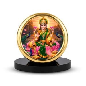 Car Desk/Table Top Goddess Lakshmi Metal Golden Photo Stand 2x2 Inches, Compact & Stylish Spiritual Display for Car, Home & Office (Pack of 1) (F18932)