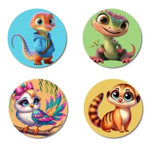 Lizard, Iguana, Bird, and Meerkat Fridge Magnets 4 Piece Set | 3 Inch Round Wall Fridge Decor (F22897) Lizard, Iguana, Bird, and Meerkat Fridge Magnets 4 Piece Set | 3 Inch Round Wall Fridge Decor (F22897)