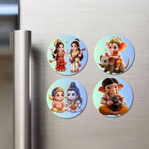 Krishna and Radha, Hanuman Fridge Magnets 4 Piece Set | 3 Inch Round Wall Fridge Decor (F23213) Krishna and Radha, Hanuman Fridge Magnets 4 Piece Set | 3 Inch Round Wall Fridge Decor (F23213)