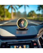 Car Desk/Table Top Jiddu Krishnamurthy Metal Golden Photo Stand 2x2 Inches, Compact & Stylish Spiritual Display for Car, Home & Office (Pack of 1) (F18547)
