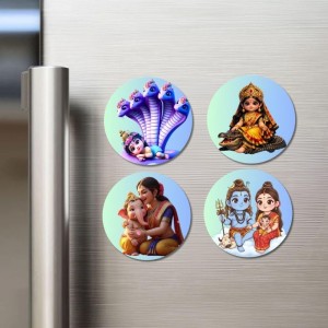 Vasuki-Krishna, Baby Durga, Yashoda-Ganesh, Shiva-Parvati Fridge Magnets 4 Piece Set | 3 Inch Round Wall Fridge Decor (F23255) Vasuki-Krishna, Baby Durga, Yashoda-Ganesh, Shiva-Parvati Fridge Magnets 4 Piece Set | 3 Inch Round Wall Fridge Decor (F23255)